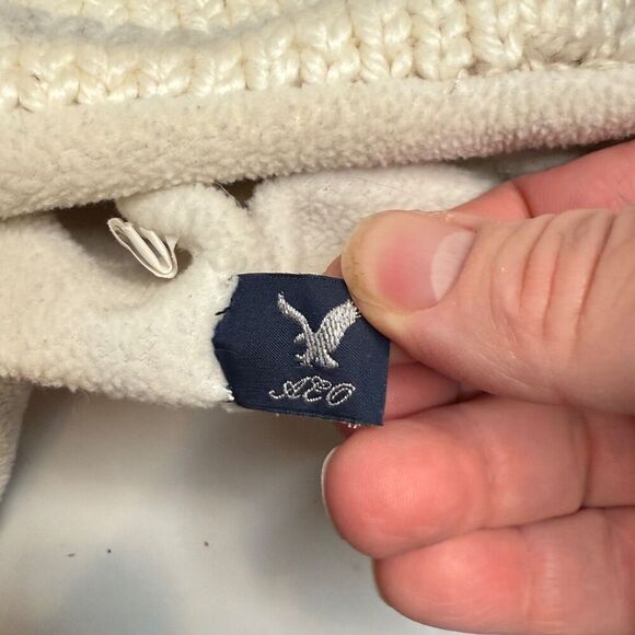 American Eagle Trapper Ear Hat – Cream with Gray, Tan & Black Stripes – Winter - - Picture 4 of 9